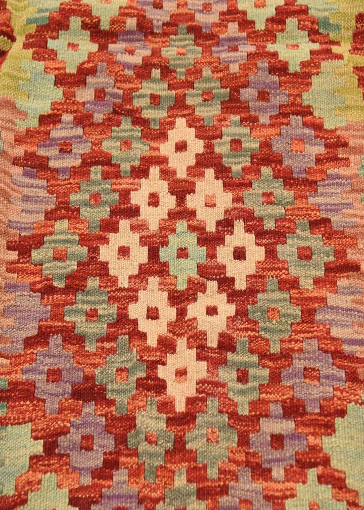 4' 1 x 5' 10 Hand Woven Kilim Maymana Wool Rug