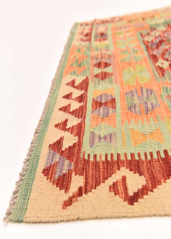 4' 1 x 5' 10 Hand Woven Kilim Maymana Wool Rug