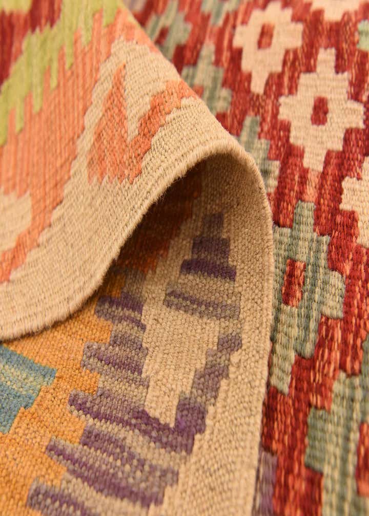 4' 1 x 5' 10 Hand Woven Kilim Maymana Wool Rug