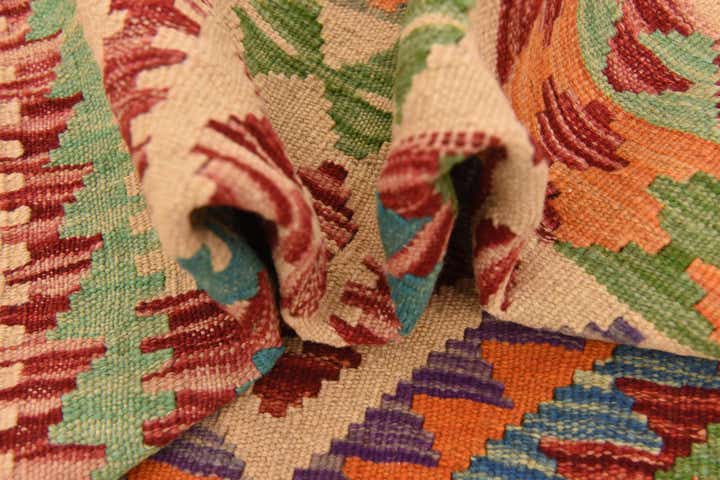 3' 8 x 6' 4 Hand Woven Kilim Maymana Wool Rug