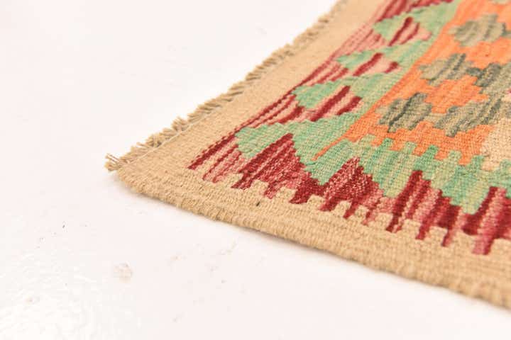 3' 8 x 6' 4 Hand Woven Kilim Maymana Wool Rug