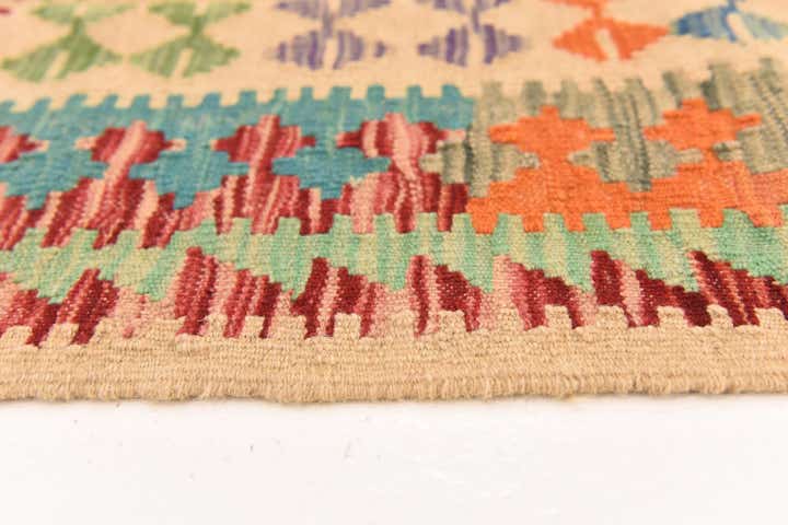 3' 8 x 6' 4 Hand Woven Kilim Maymana Wool Rug