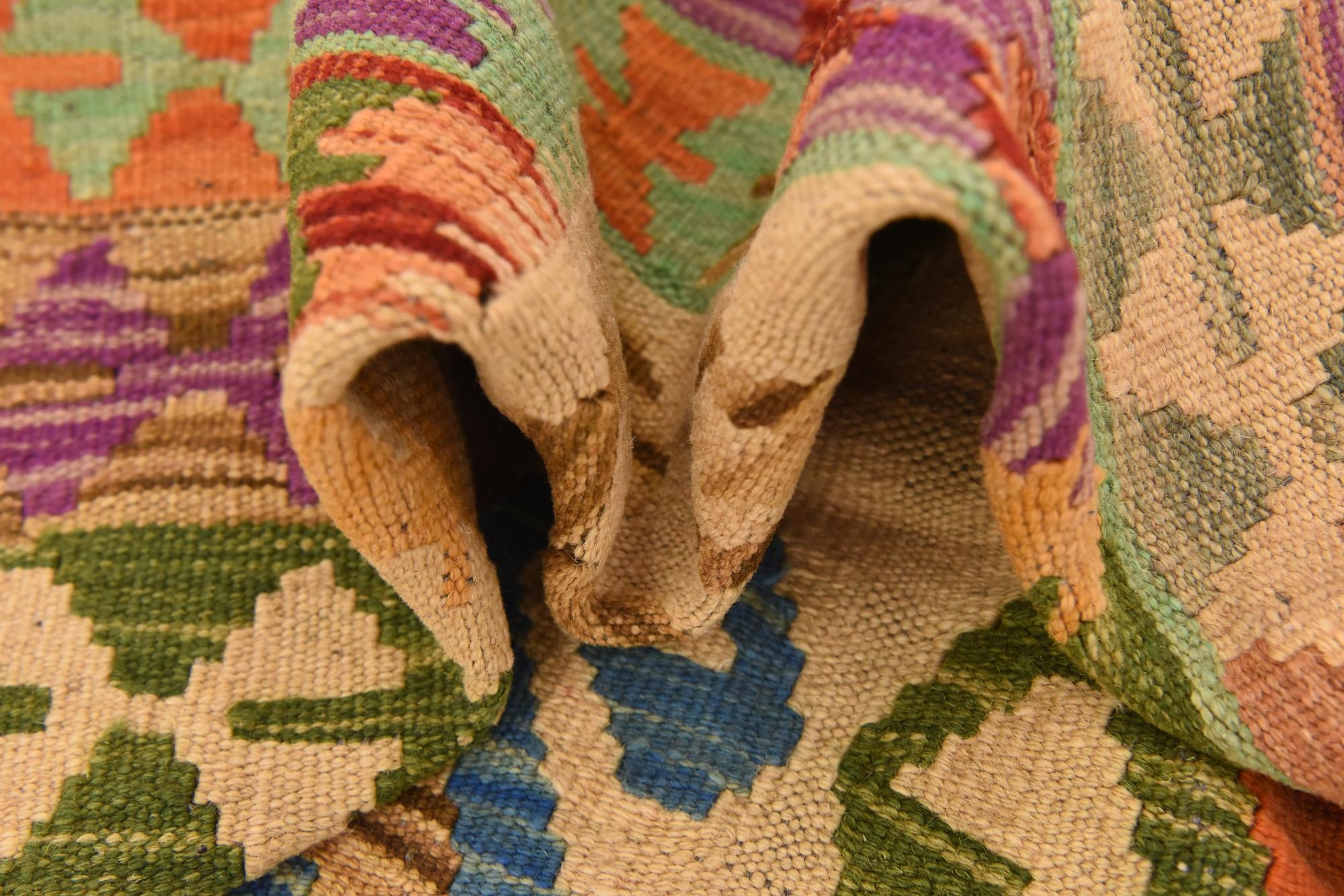 4' x 5' 6 Hand Woven Kilim Maymana Wool Rug