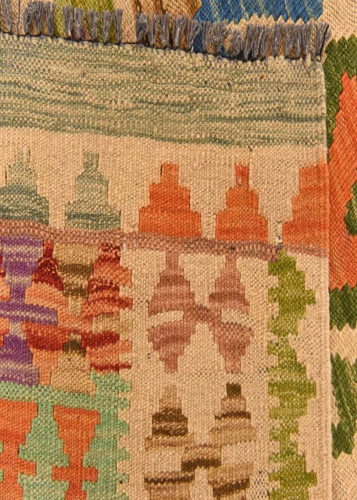 4' x 5' 6 Hand Woven Kilim Maymana Wool Rug