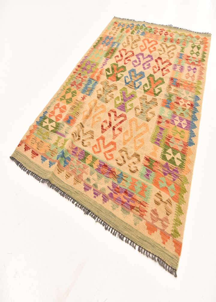 4' x 5' 6 Hand Woven Kilim Maymana Wool Rug