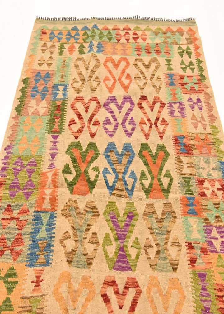 4' x 5' 6 Hand Woven Kilim Maymana Wool Rug