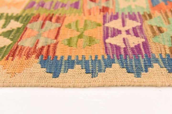 4' x 5' 6 Hand Woven Kilim Maymana Wool Rug