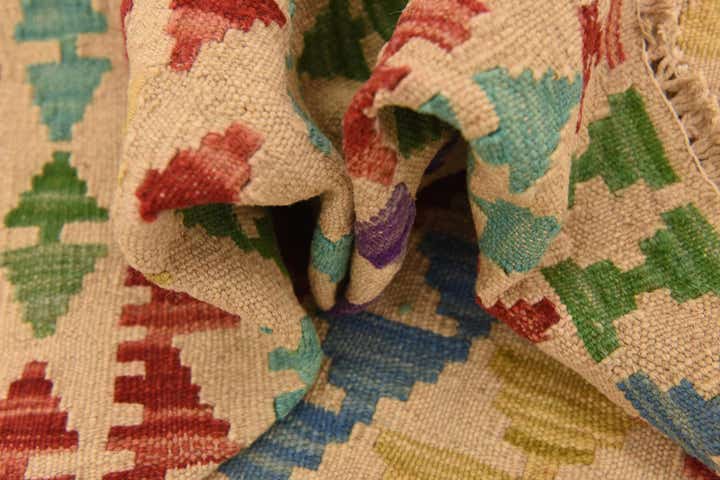 3' 10 x 5' 7 Hand Woven Kilim Maymana Wool Rug