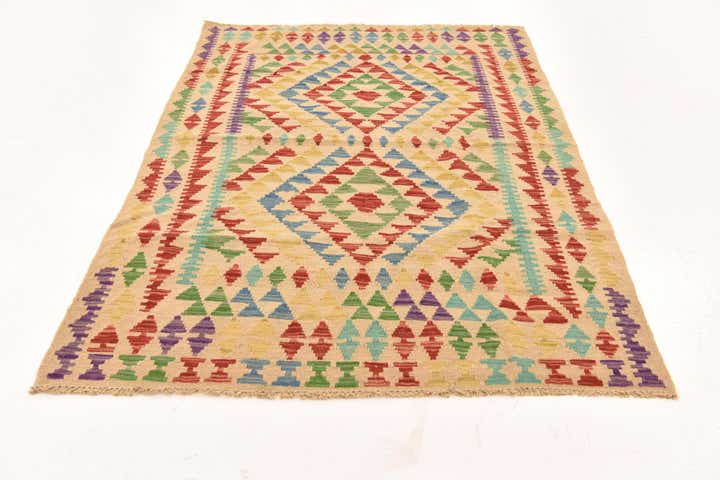 3' 10 x 5' 7 Hand Woven Kilim Maymana Wool Rug