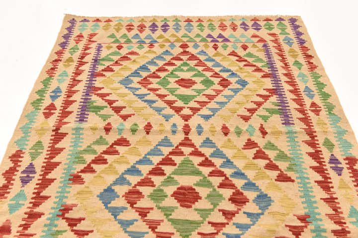 3' 10 x 5' 7 Hand Woven Kilim Maymana Wool Rug