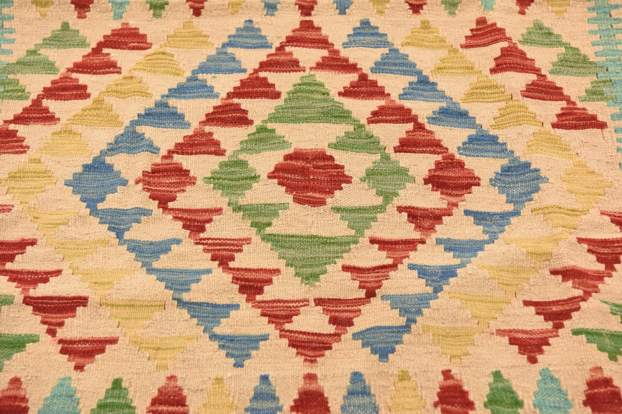 3' 10 x 5' 7 Hand Woven Kilim Maymana Wool Rug