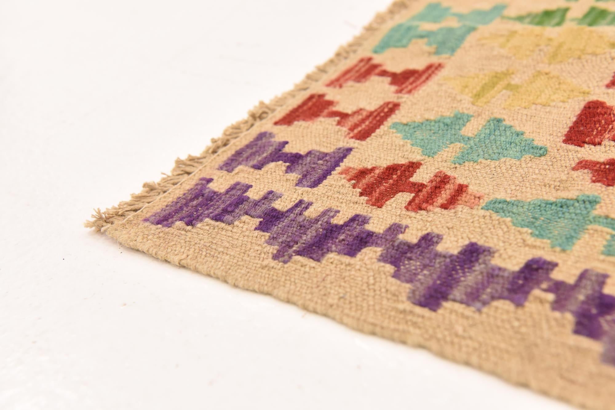 3' 10 x 5' 7 Hand Woven Kilim Maymana Wool Rug