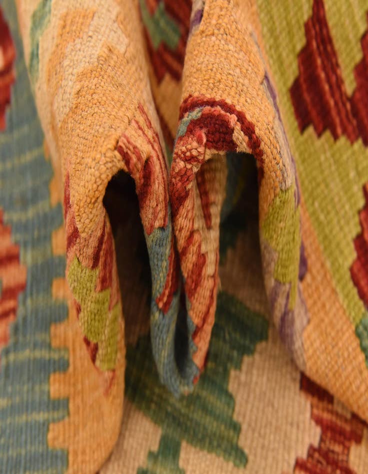 Detail image of 4' 3 x 6' 1  Hand Woven Kilim Maymana Wool Rug