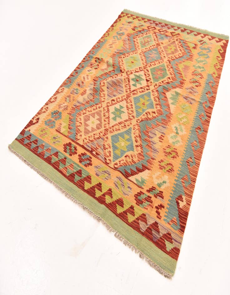 Detail image of 4' 3 x 6' 1  Hand Woven Kilim Maymana Wool Rug