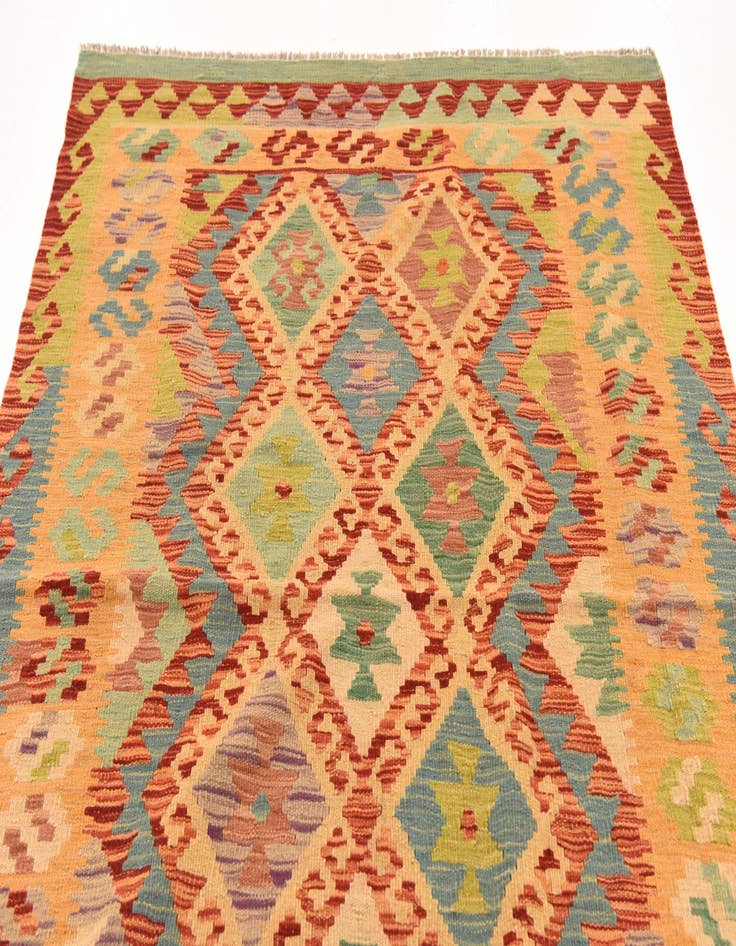 Detail image of 4' 3 x 6' 1  Hand Woven Kilim Maymana Wool Rug