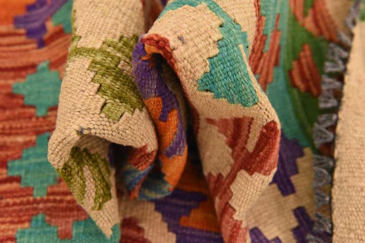 3' 8 x 6' 8 Hand Woven Kilim Maymana Wool Rug