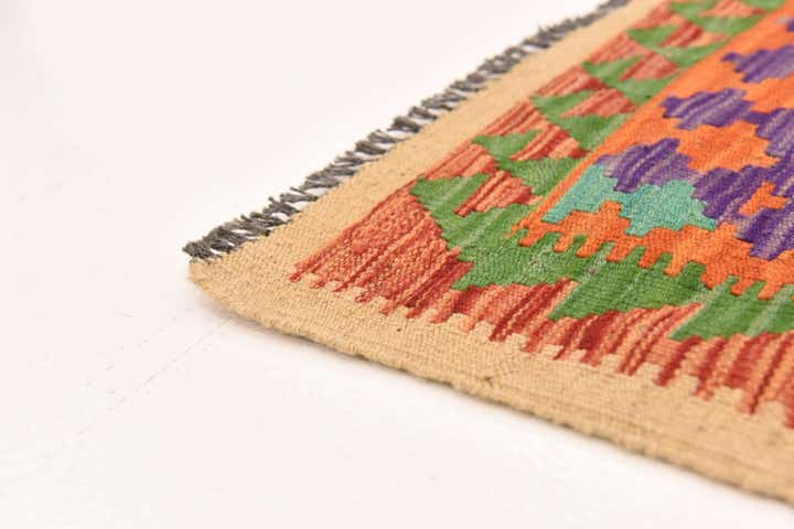 3' 8 x 6' 8 Hand Woven Kilim Maymana Wool Rug