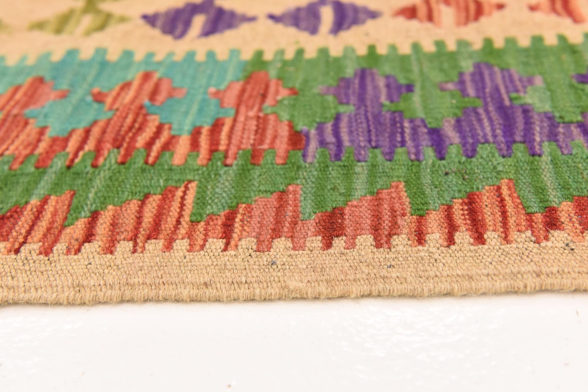 3' 8 x 6' 8 Hand Woven Kilim Maymana Wool Rug