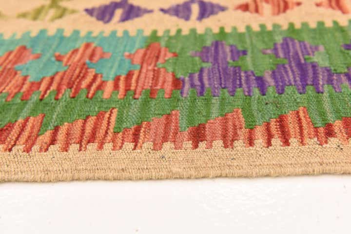 3' 8 x 6' 8 Hand Woven Kilim Maymana Wool Rug