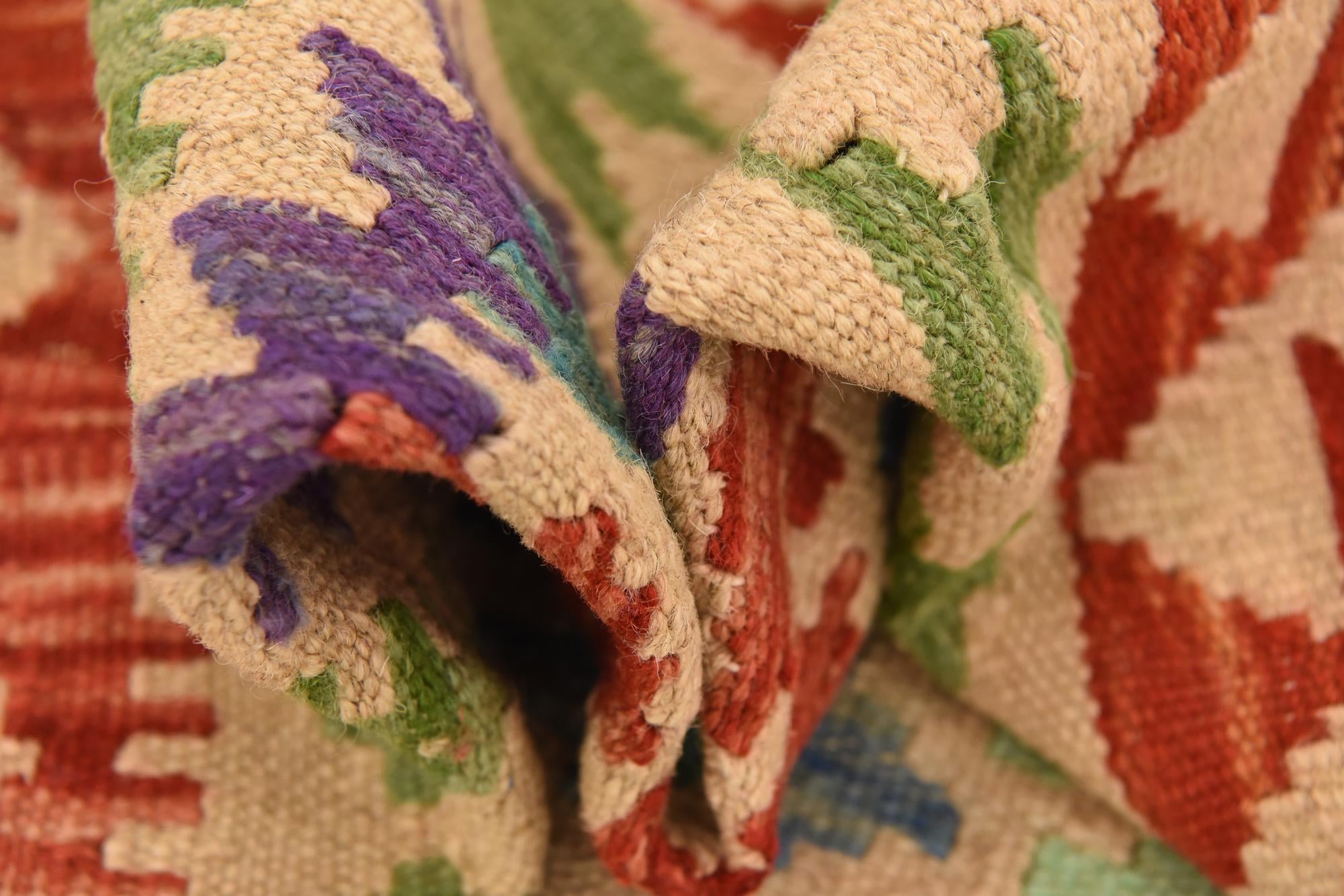 3' 7 x 6' 1 Hand Woven Kilim Maymana Wool Rug