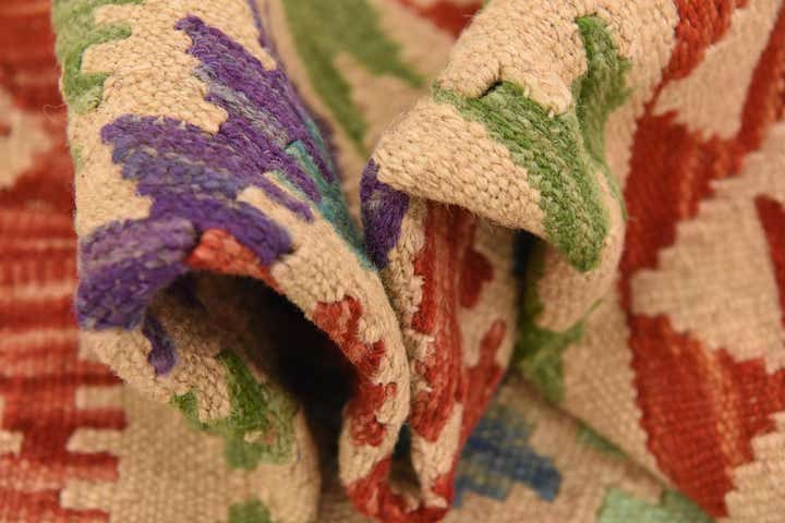 3' 7 x 6' 1 Hand Woven Kilim Maymana Wool Rug