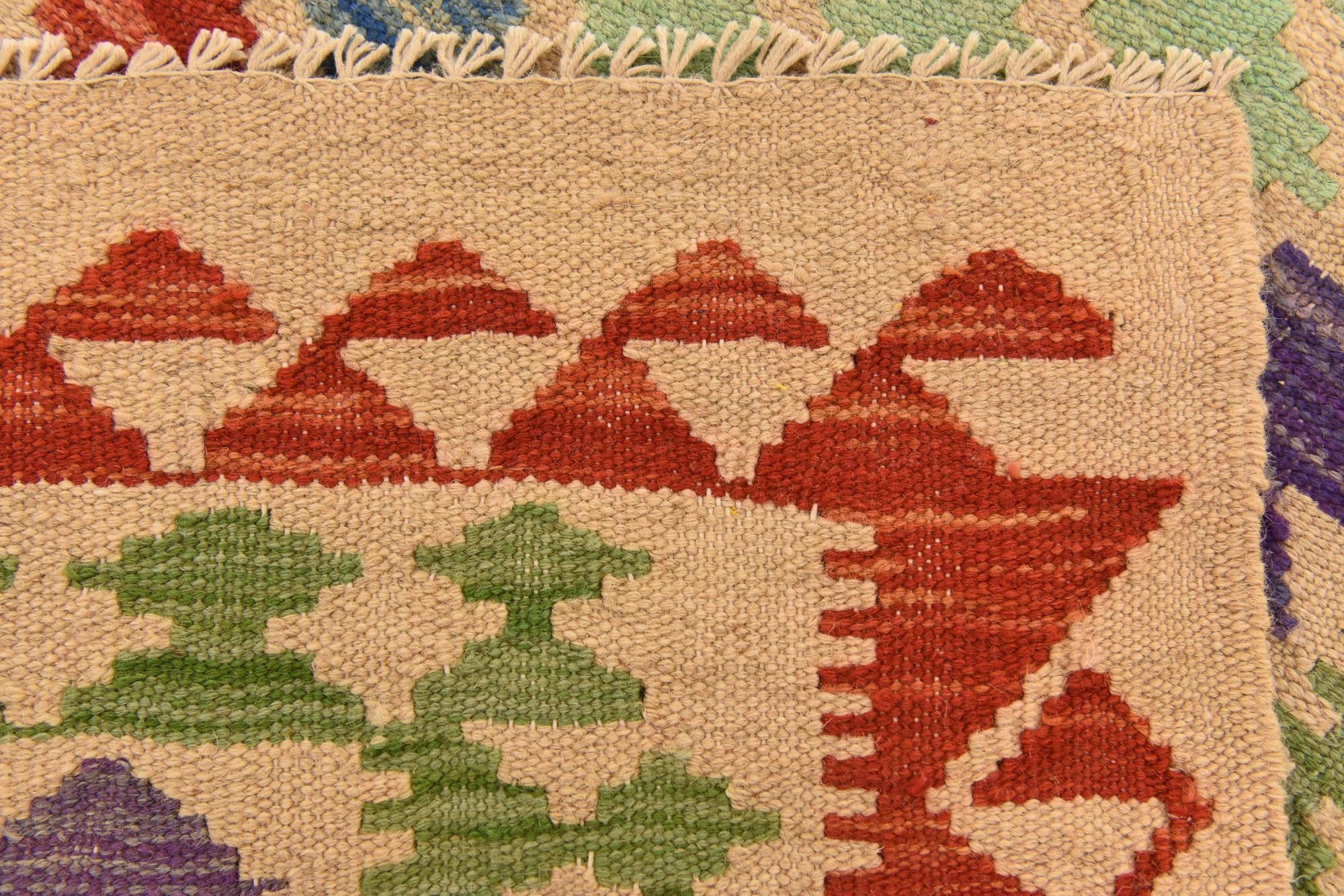 3' 7 x 6' 1 Hand Woven Kilim Maymana Wool Rug