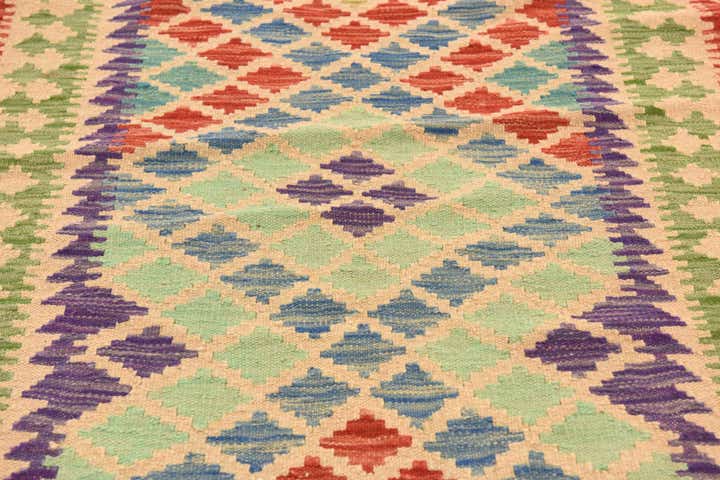 3' 7 x 6' 1 Hand Woven Kilim Maymana Wool Rug