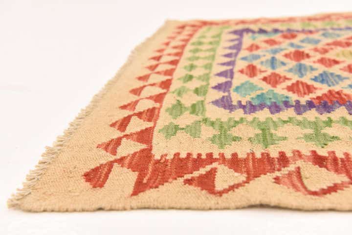 3' 7 x 6' 1 Hand Woven Kilim Maymana Wool Rug