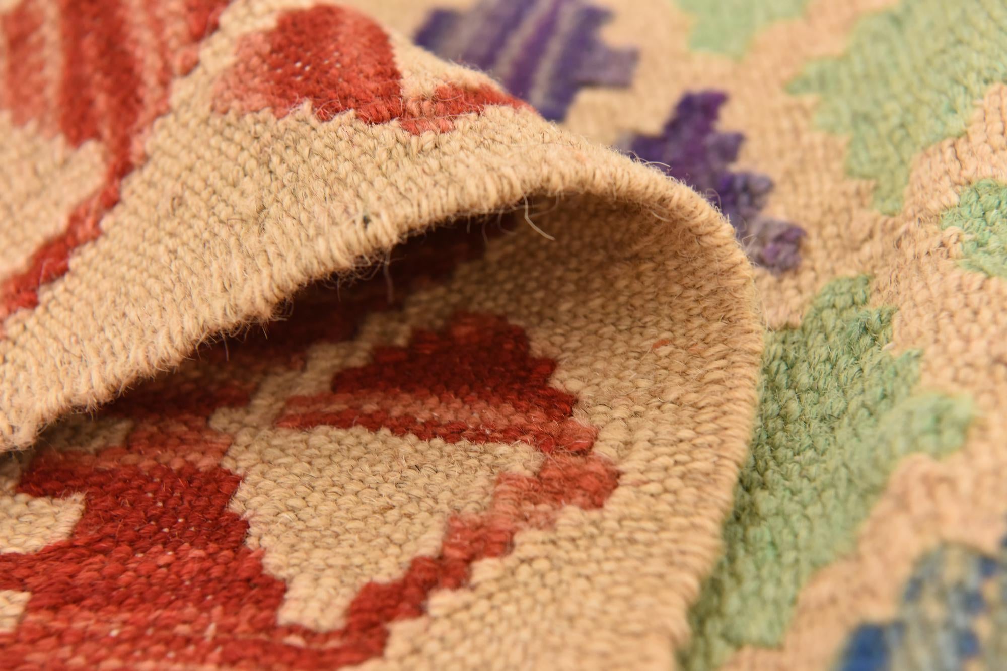 3' 7 x 6' 1 Hand Woven Kilim Maymana Wool Rug
