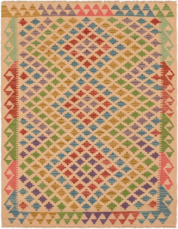 Detail image of 3' 7 x 6' 3 Hand Woven Kilim Maymana Wool Rug