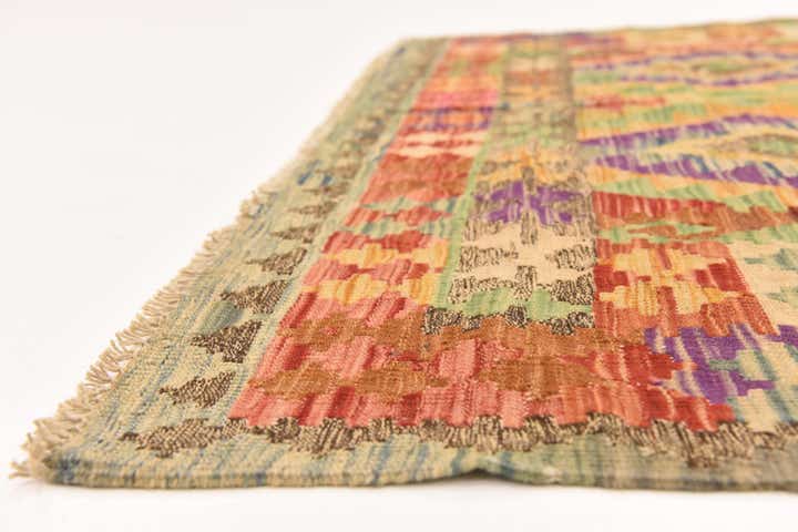 4' 7 x 5' 10 Hand Woven Kilim Maymana Wool Rug