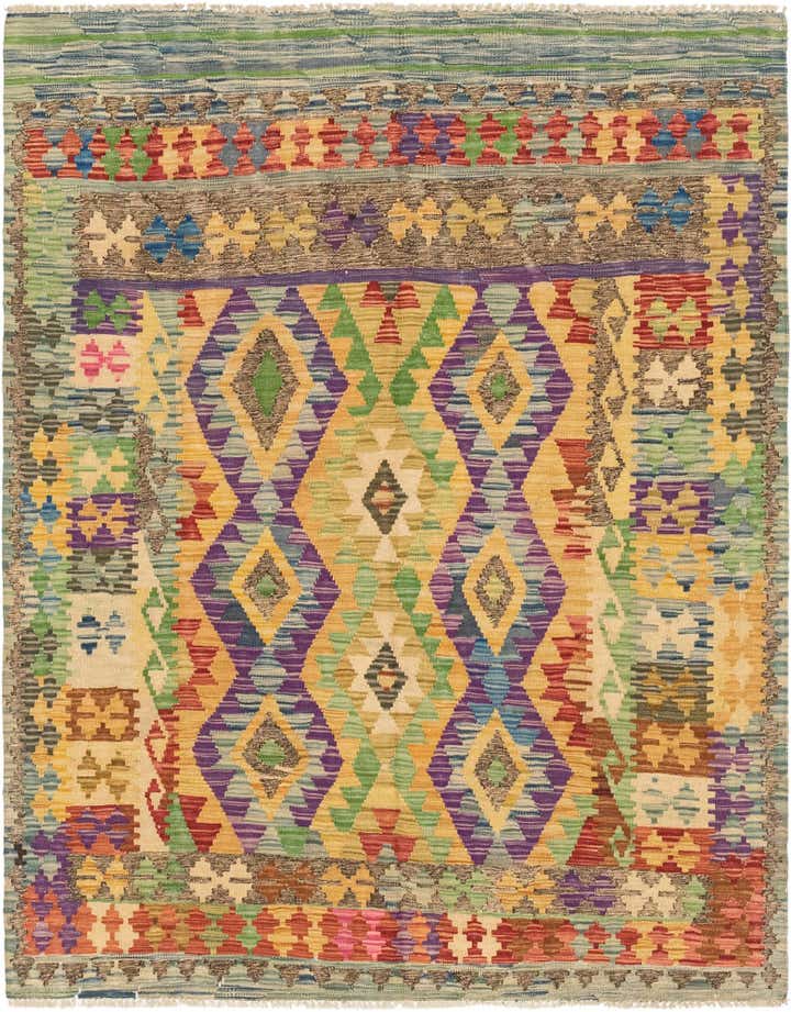 4' 7 x 5' 10 Hand Woven Kilim Maymana Wool Rug