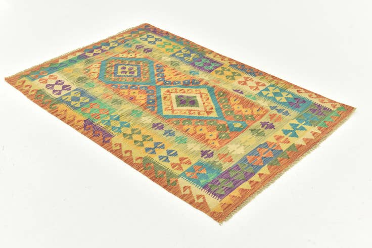 Detail image of 3' 6 x 5' Hand Woven Kilim Maymana Wool Rug