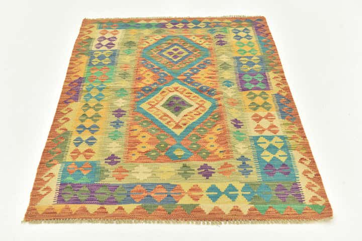 3' 6 x 5' Hand Woven Kilim Maymana Wool Rug