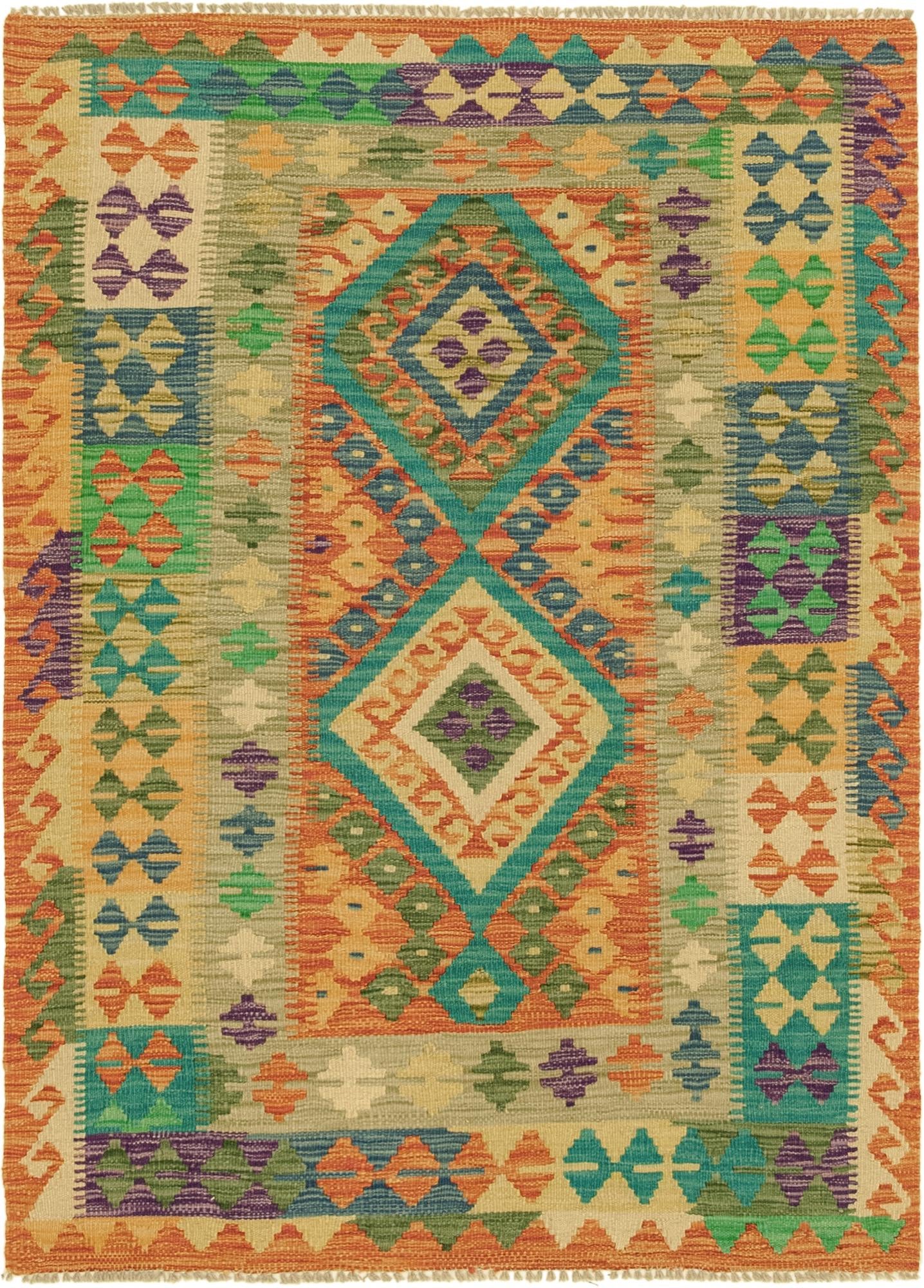 3' 6 x 5' Hand Woven Kilim Maymana Wool Rug