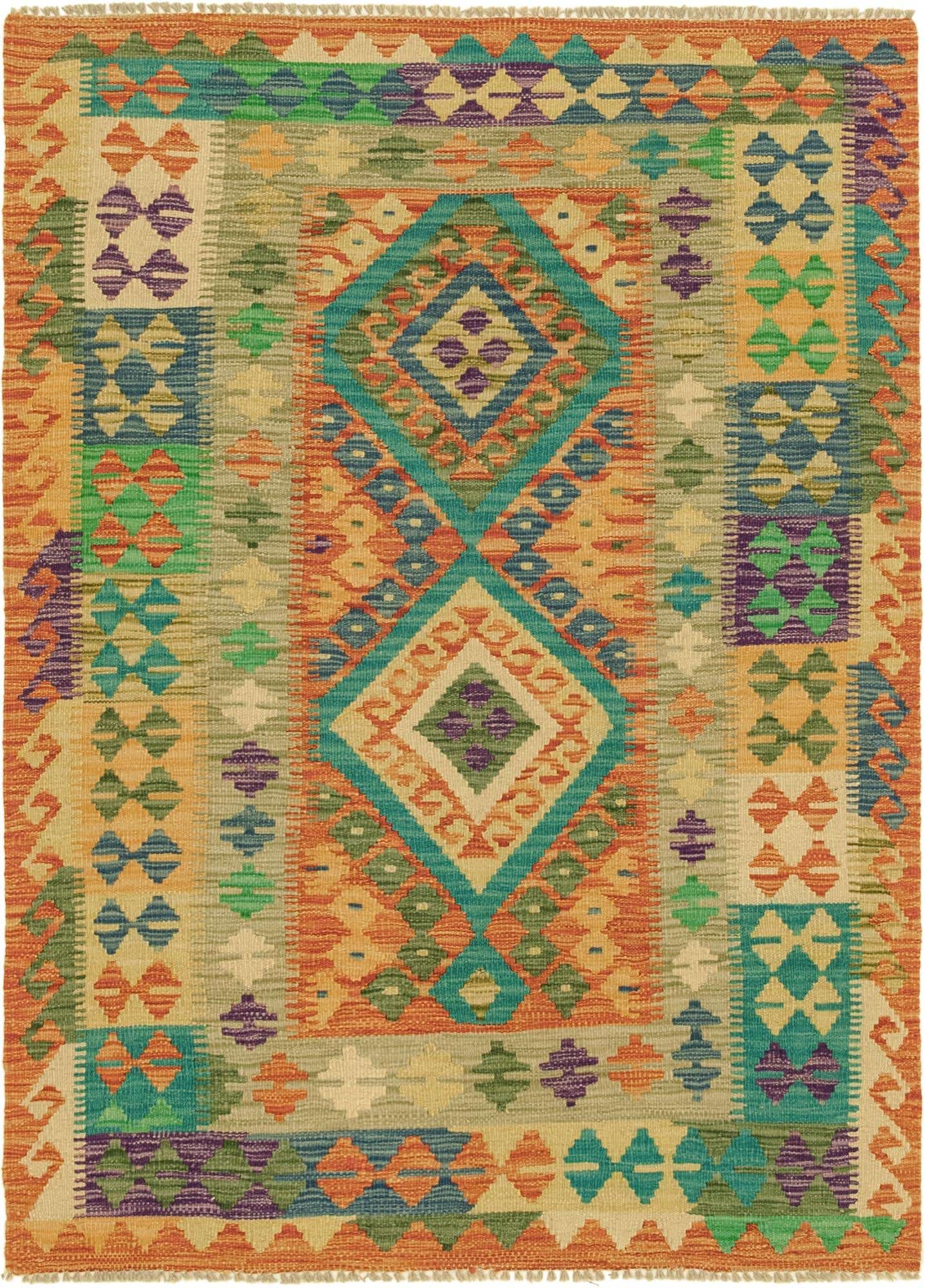 3' 6 x 5' Hand Woven Kilim Maymana Wool Rug