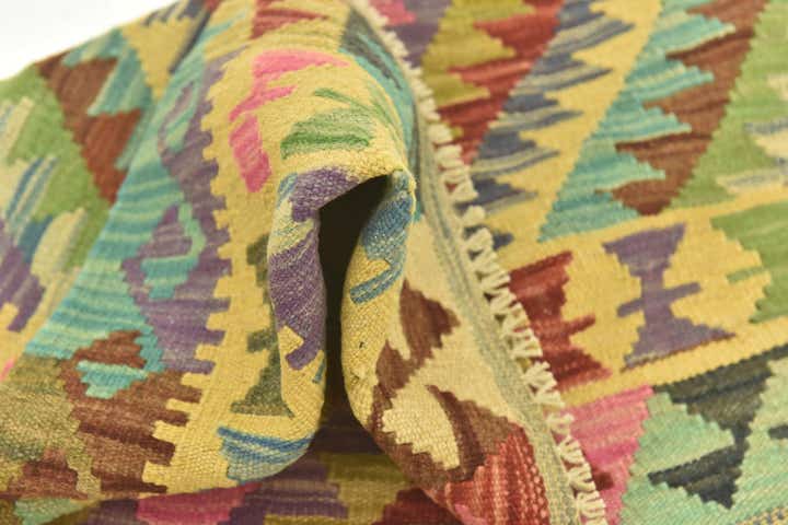 2' 9 x 4' Hand Woven Kilim Maymana Wool Rug