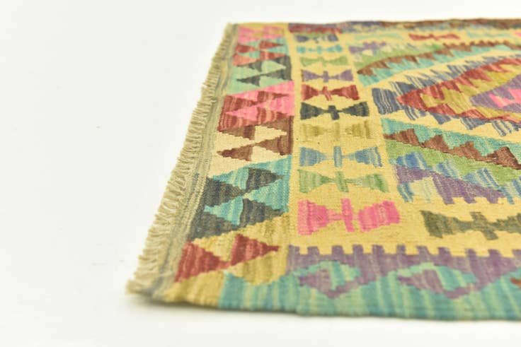 Detail image of 2' 9 x 4' Hand Woven Kilim Maymana Wool Rug