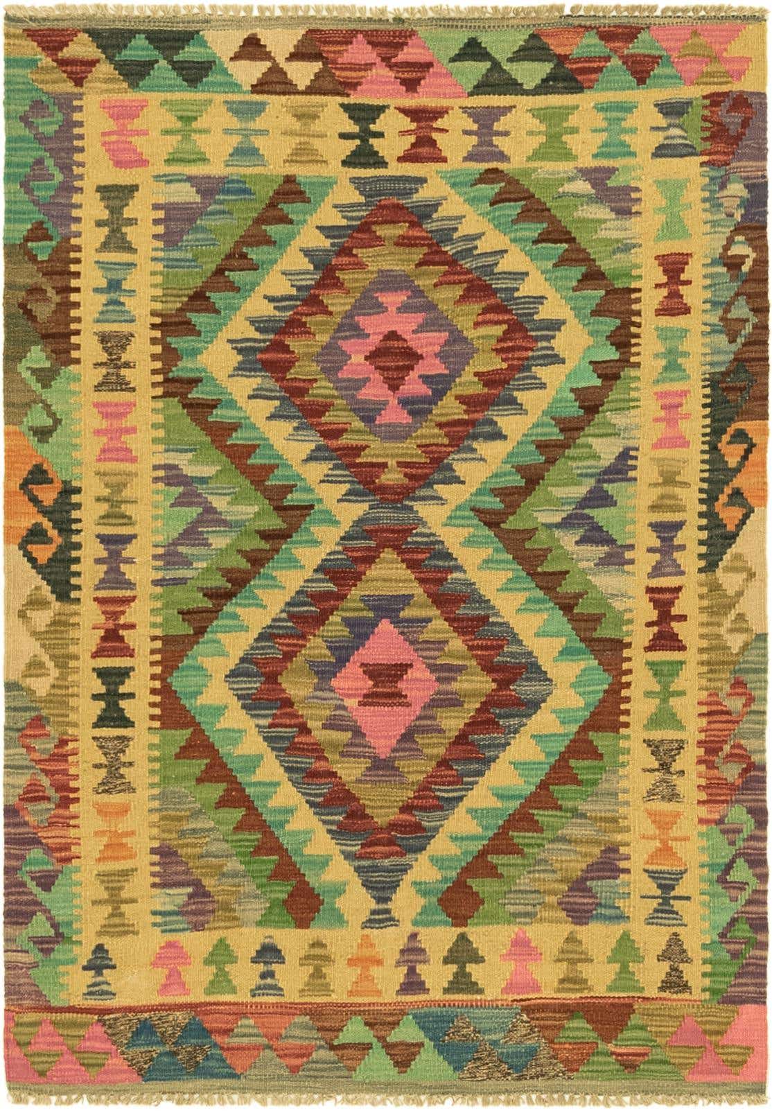 2' 9 x 4' Hand Woven Kilim Maymana Wool Rug