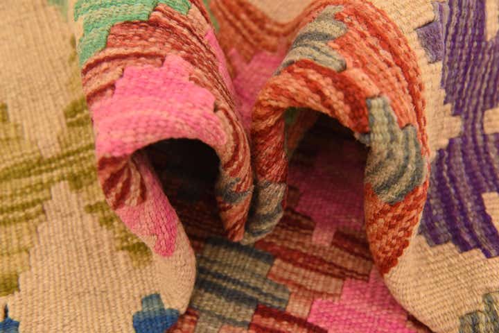 2' 8 x 4' Hand Woven Kilim Maymana Wool Rug