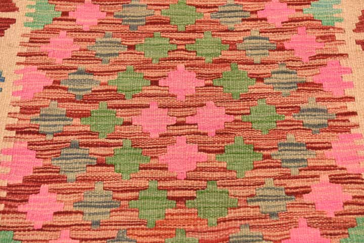 2' 8 x 4' Hand Woven Kilim Maymana Wool Rug
