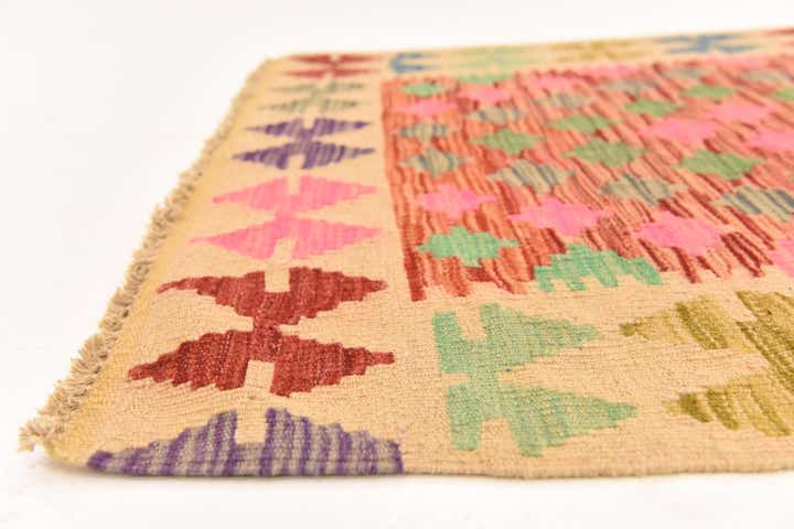 2' 8 x 4' Hand Woven Kilim Maymana Wool Rug
