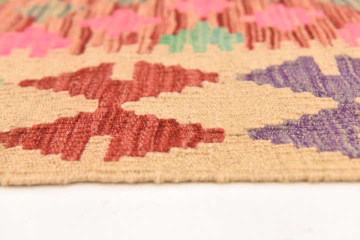 2' 8 x 4' Hand Woven Kilim Maymana Wool Rug