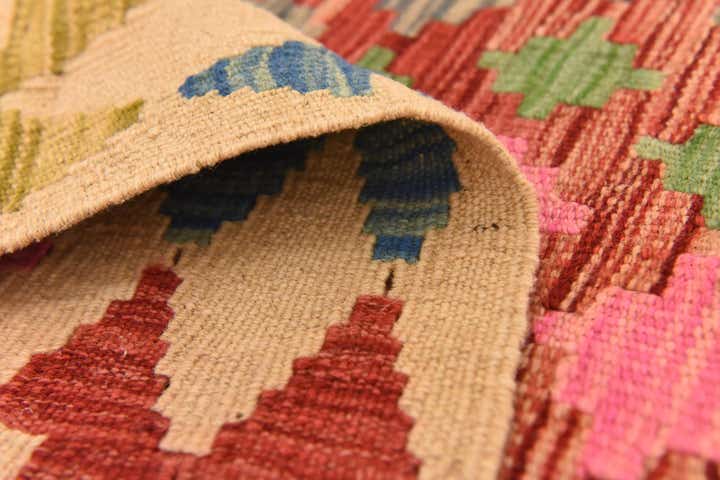 2' 8 x 4' Hand Woven Kilim Maymana Wool Rug