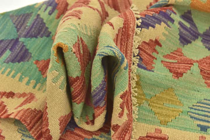 3' 1 x 4' 9 Hand Woven Kilim Maymana Wool Rug