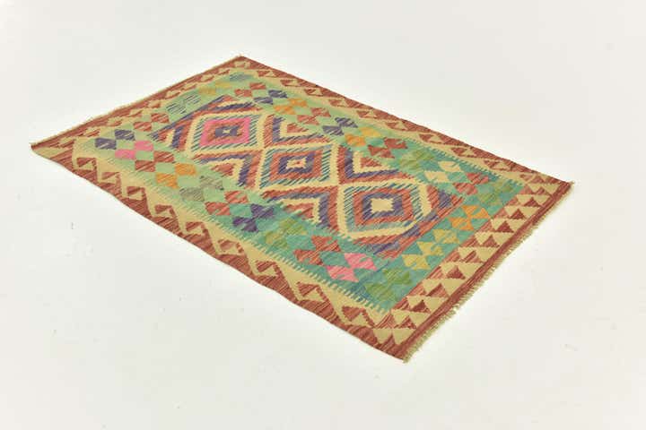 3' 1 x 4' 9 Hand Woven Kilim Maymana Wool Rug
