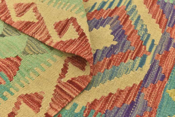 3' 1 x 4' 9 Hand Woven Kilim Maymana Wool Rug