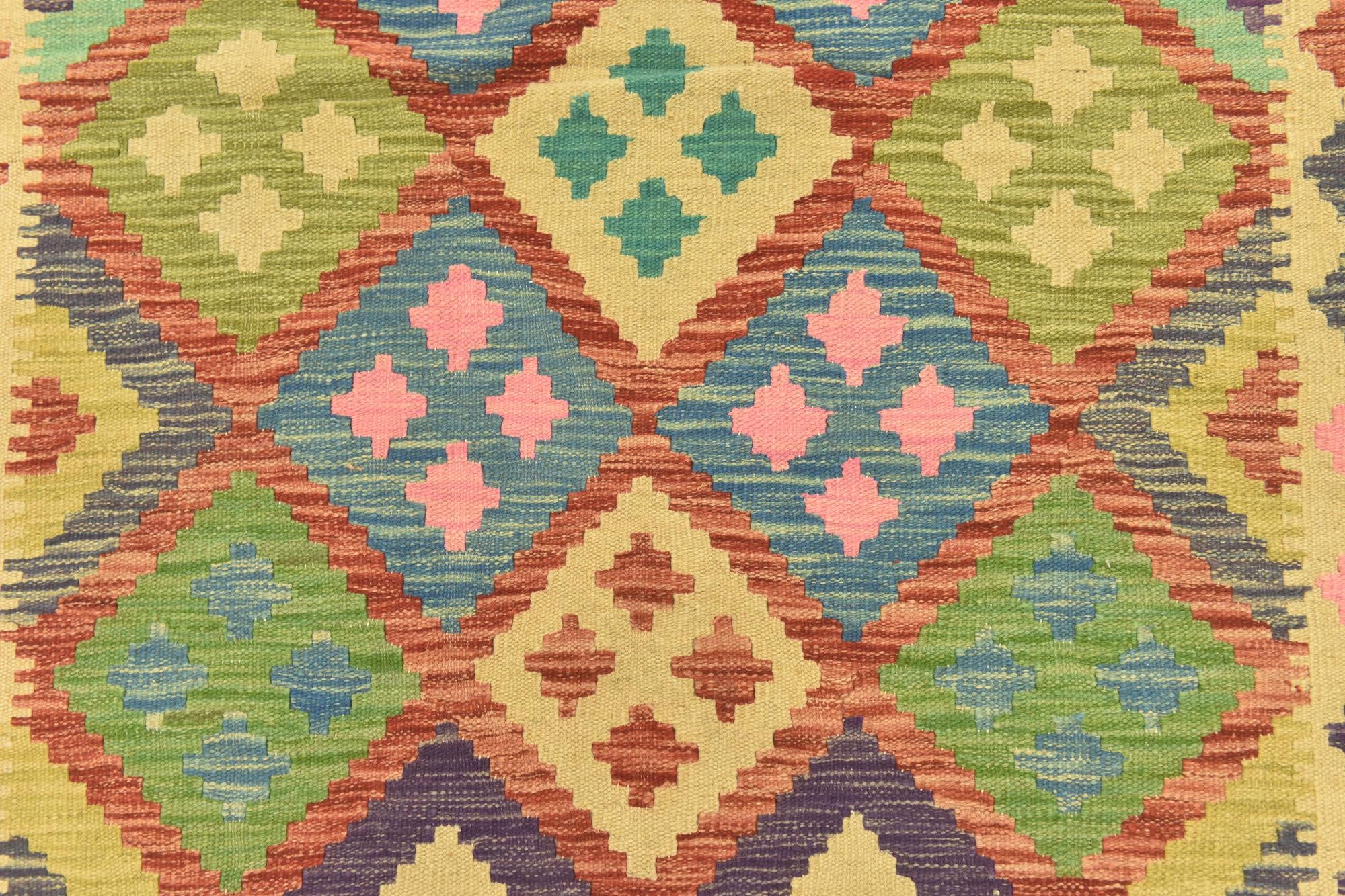 3' 8 x 5' 1 Hand Woven Kilim Maymana Wool Rug