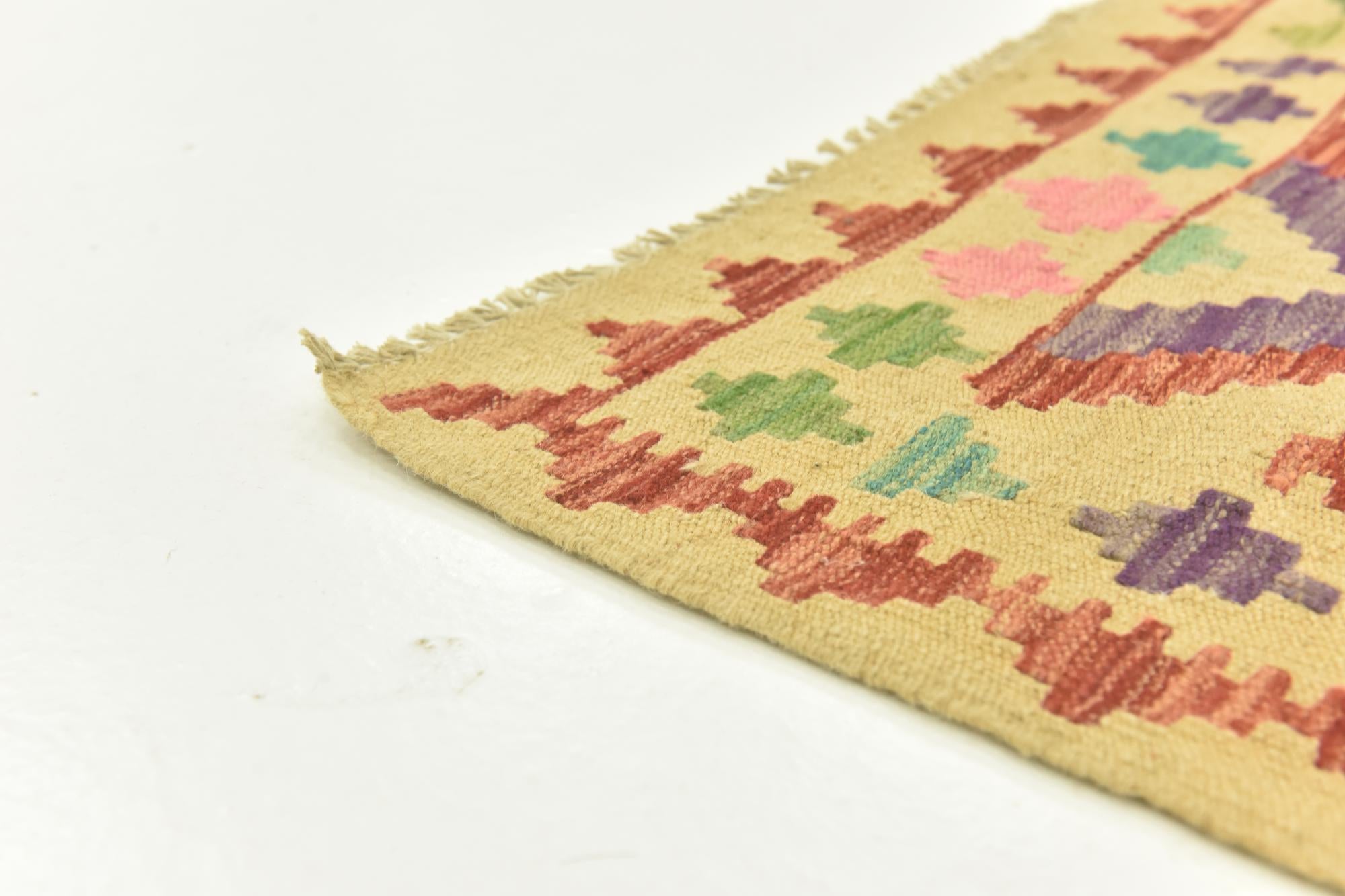 3' 8 x 5' 1 Hand Woven Kilim Maymana Wool Rug