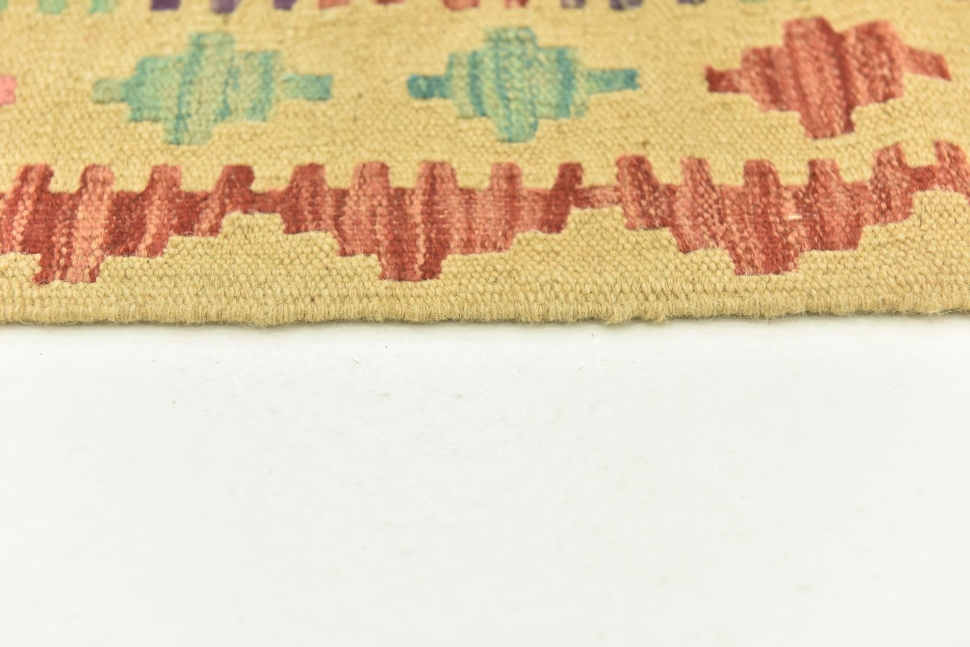 3' 8 x 5' 1 Hand Woven Kilim Maymana Wool Rug